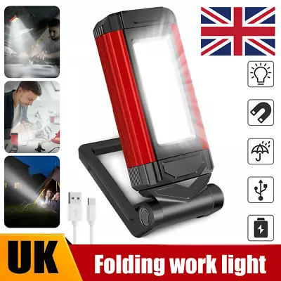 Rechargeable LED Work Light Portable Inspection Lamp Magnetic Folding COB Torch • £8.99