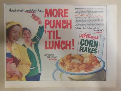 Kellogg's Cereal Ad: Corn Flakes Cereal Punch Till Lunch ! 1951 7.5 X 10 Inches • £9.65