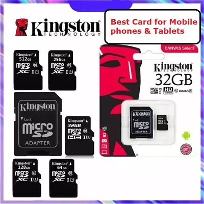 £14.99 • Buy Kingston MicroSD Card SDHC SDXC Memory Card 32/64/128/256/512GB With SD Adapter