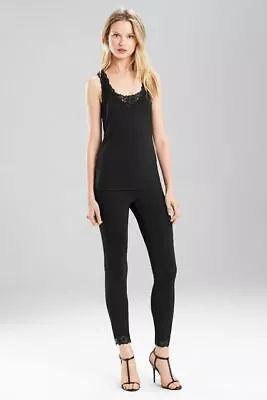 Josie Natori Pants Black Undercover Leggings Lace Trim Women Sz M NEW NWT N18 • $56.25