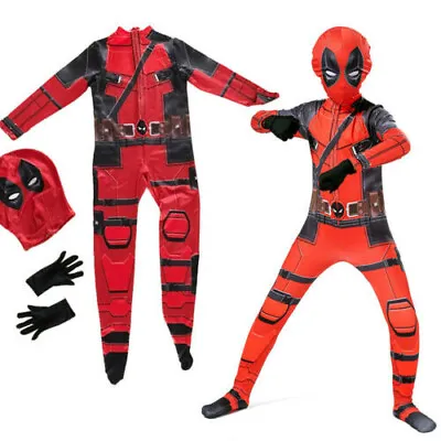 Kids/Adult Deadpool Superhero Costume Boy Cosplay Halloween Fancy Dress Jumpsuit • $24.99