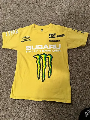 VTG DC Shoes Monster Energy Dave Mirra Subaru Rally Team USA Size  S Yellow  • $85