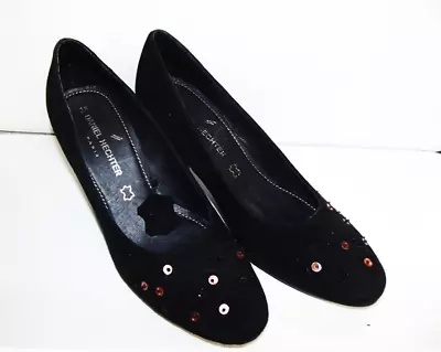 Daniel Hechter Art 0756 Black Suede Leather Heeled Court Shoes UK Size 5 • £20