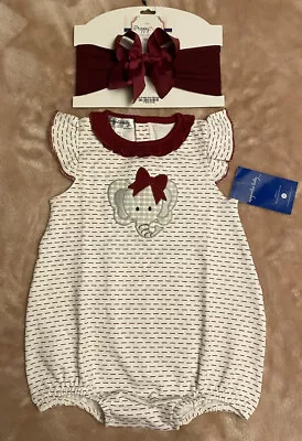 Girls NWT Magnolia Baby Romper Embroidered Elephant Free Bow 9 Months • $30.77