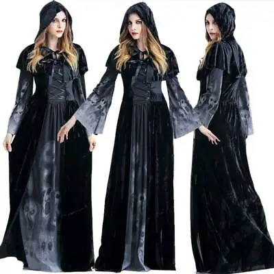 Halloween Women Medieval Gothic Witch Party Costume Maleficent Evil Queen Dress • £32.67