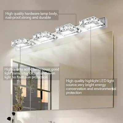 Modern LED Crystal Make-up Vanity Light Front Mirror Lamp Bathroom Wall Sconces • $44