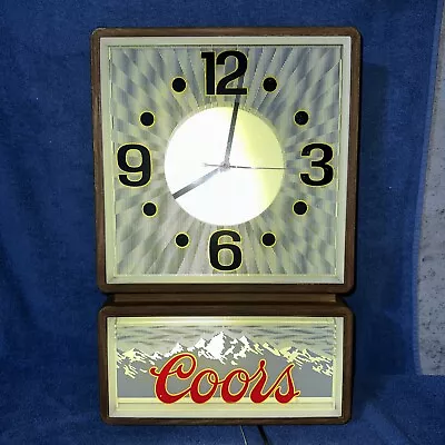 Vintage Coors Beer Light Up Clock  Mountains Psychedelic Look • $159.95