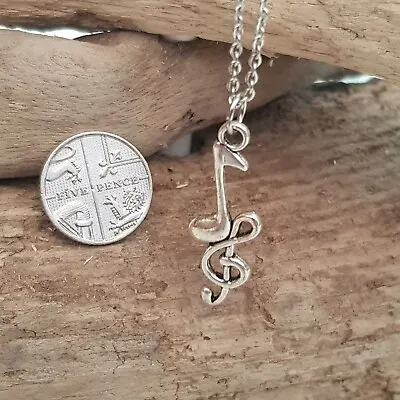 20  Approx Stainless Steel Necklace With Tibetan Silver Musical Notes Pendant • £3.79