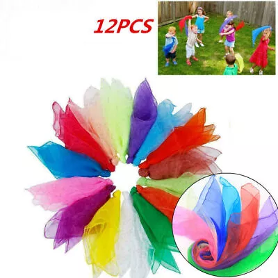 12pcs Gradient Juggling Silk Dance Magic Tricks Dancing Props Scarves Chiffon • £5.89