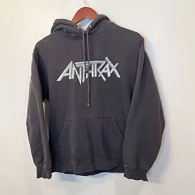 Vtg Anthrax Hoodie Band Rock Metal Size Small Y2k Grunge Punk Black Double Sided • $44.95