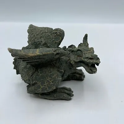 Vintage 90's Ceramic Painted Dragon Figurine With Wings 3  Tall  • $24.99