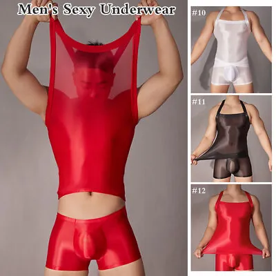 Men Sexy Glossy Bodysuit Stretch Leotard Wrestling Singlet Lingerie  Underwear • $10.67