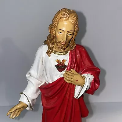 Vintage Malsiner H Heart Of Jesus Italy Hard Plastic Religious Figurine Statue 1 • $18.99