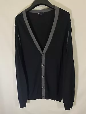 Gap Cardigan Mens Large Black Button Up Merino Wool Long Sleeve Sweater Trim USA • $19.99