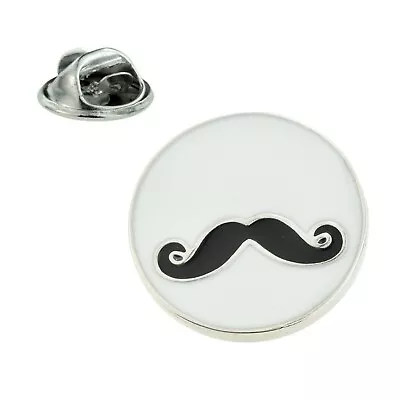 £4.99 • Buy White & Black Round Moustache Lapel Pin Badge X2AJTP294