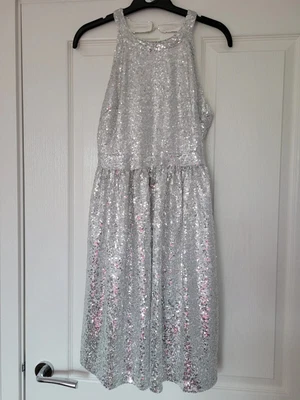 £4.50 • Buy Silver Sequin Boohoo Skater Dress Size 10