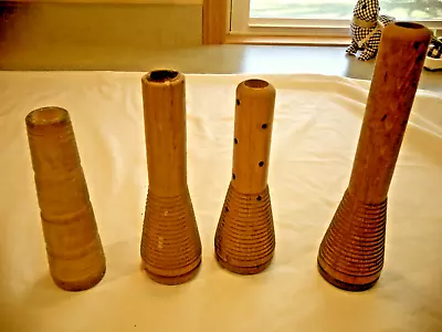 Vintage Wood Sewing Spools Spindles Lot Of 4 Commercial Textile Industry #48 • $19.99