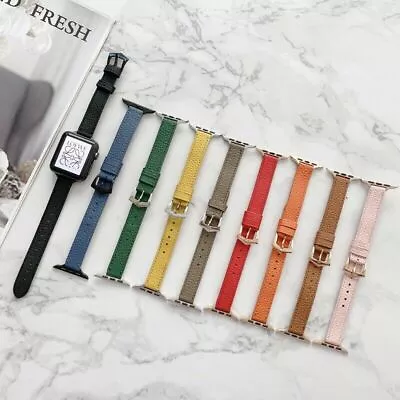 $1.99 • Buy Genuine Leather Thin Apple Watch Band Strap IWatch Series 7 SE 6 5 4 3 2 42/44mm