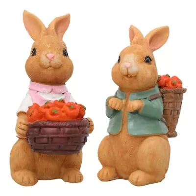 Resin Rabbit Easter Decoration Vintage Rabbit Figurine Miniature Ornament Statue • $17.86