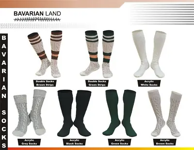 Men New Scottish Irish Highland Long Kilt Hose Socks Green White Black All Sizes • $16.99