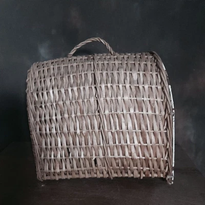 £49.99 • Buy Antique/Vintage Original Wicker Cat Carrier/Basket/Cat Bed 18.5 In