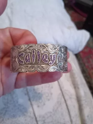 SILVER CUFF ( CHILDS)C&J  Lilo & Stitch Custom Engraved W/Musical Theme  • $155.50