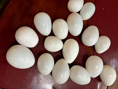 Vintage Hand Blown Milk Glass Eggs Lot Of 16 MISC. SIZES • $51.55