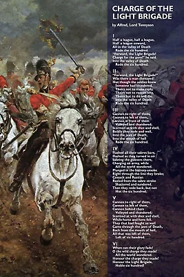 Alfred Tennyson Poem Print - Charge Of The Light Brigade Art Photo Poster Gift • £74.95