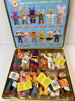 Set Of 12 Tiny Beanie Kids With Tags In Tin Collector Case Like New • $34.95