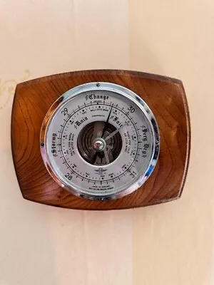 Vintage 1930/40s Wall Hanging Wooden & Chrome Barometer Temperature Scientific • £21