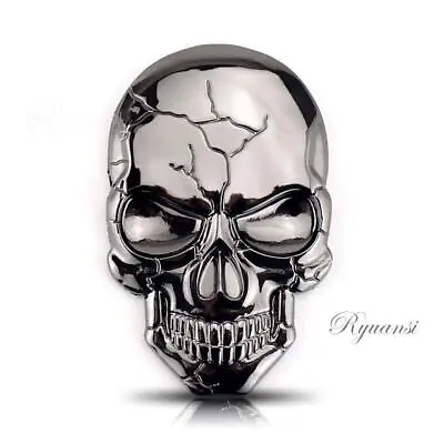 3D Chrome Metal Skull Head Skeleton Evil Bone Car Emblem Badge Decal Sticker • $9.98