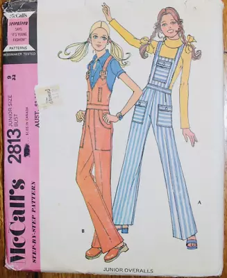 McCall's 2813 Vintage 70s Sewing Pattern JUNIOR Size: 13 Bust: 35 Overalls • $20