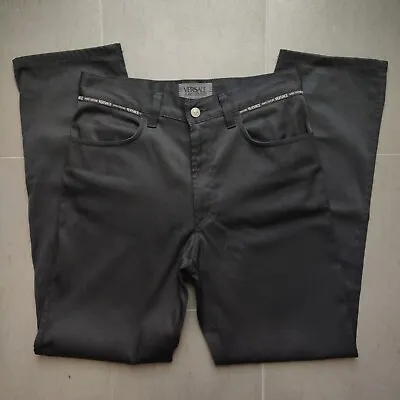 Vintage Versace Jeans Couture Black Pants Trousers Men's Size 32x34 Cotton Blend • $57.94