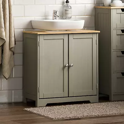 Priano Bathroom Sink Cabinet Under Basin Unit Cupboard Storage Furniture Grey • £42.99