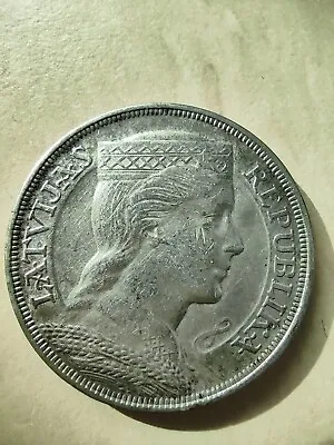 Rare 1932 Latvia 5 Lati Silver Large Coin 25 Grams 37mm Uk • $65