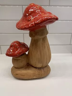 Retro Mushroom Garden Ornament/Décor Pottery Sculpture Toadstool Indoor/Outdoor • $14.99