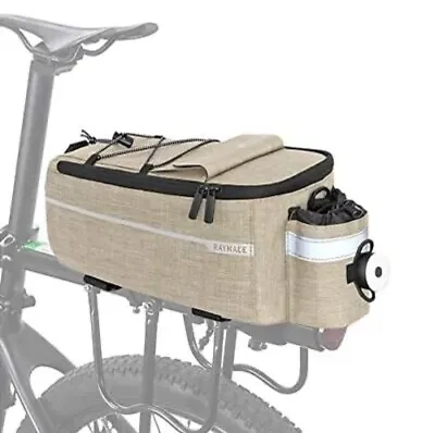 Bike Trunk 8L Bag Cooler Cooler Pannier W/ Tail Light Bicycle Rear Rack Beige • $17.95