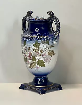 Antique Vase James Kent Blue & White Pottery Hawthorn Staffordshire 1901 - 1909 • £32