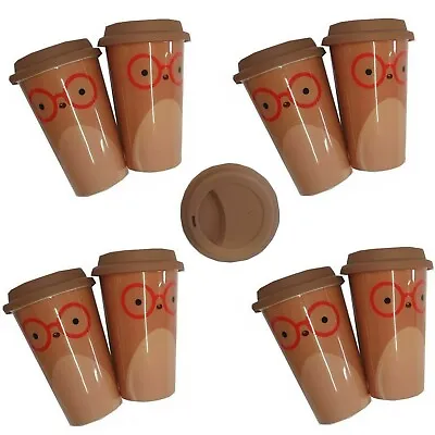 £16.99 • Buy 8 Ceramic Travel Take Out Cups With Silicone Lids.. Paperchase Branded