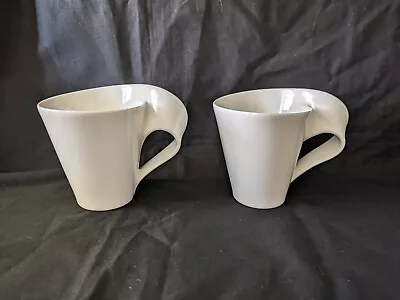 VILLEROY & BOCH NEW WAVE Set Of 2 White Coffee Mugs • $14.95