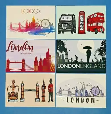 Set Of 6 London Postcards England City View Street Travel Landscape Landmarks • £5.01