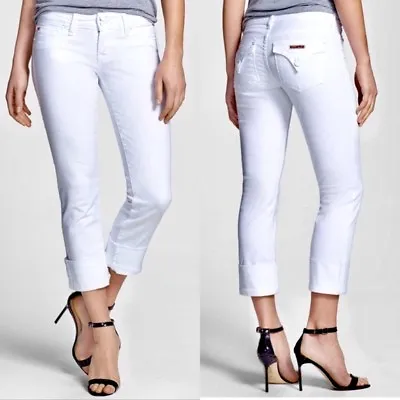 NWT HUDSON WHITE GINNY Cropped Jeans W/ Cuff - Size 31 BRAND NEW - Union Jack  • £156.78