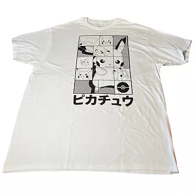 NINTENDO POKEMON PIKACHU Facial Expression Graphic White T-Shirt Men’s Size 2XL • $10