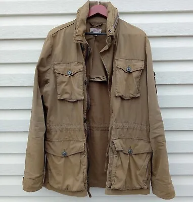 J CREW Wallace Barnes Jacket Mens Large LT Field Mechanic Military Green Hooded • $38