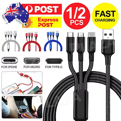 1/2x 3in 1 Multi USB Charger Charging Cable Cord For Micro USB TYPE Android AU • $4.65