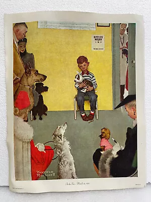 Norman Rockwell Print On Canvas-At The Vet's 1972 Printed Lithograph • $11