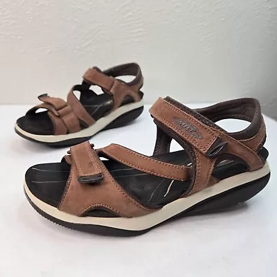 MBT Katika Platform Rocker Sandals Sz 9-9.5 Brown Leather Casual Sporty Walking • $42.99