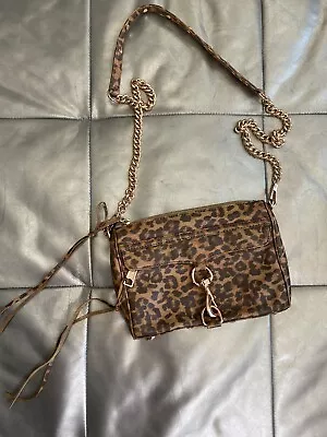 Rare Rebecca Minkoff Mini Mac Leopard Cheetah Leather Bag Rose Gold • $39