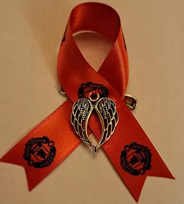 Manchester United Inspired Logo Only Memorial Ribbon With Angel Wings  • £2.99