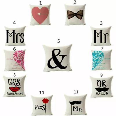 Decor Cushion And Case Mr Covers Mrs Throw Pillow 18 *18  • £3.59